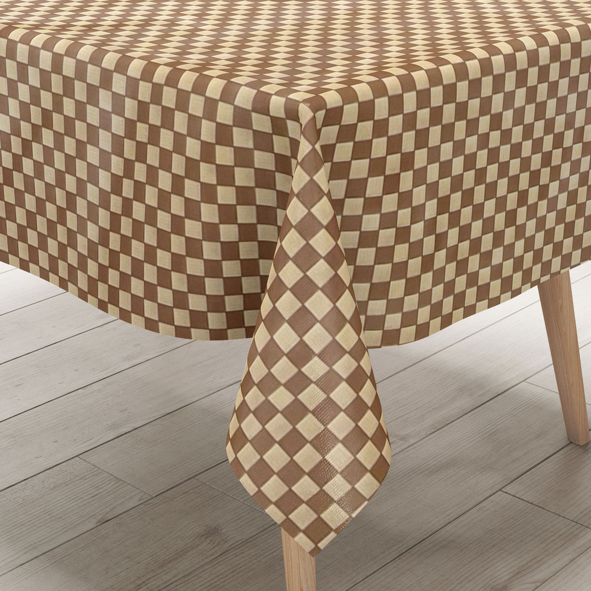Wachstuch Tischdecke B1793-01 karo kariert beige braun eckig rund oval –