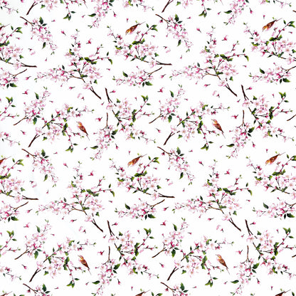 Wachstuch Tischdecke B3888-01 Kirschblüten Meise auf weiss eckig rund oval