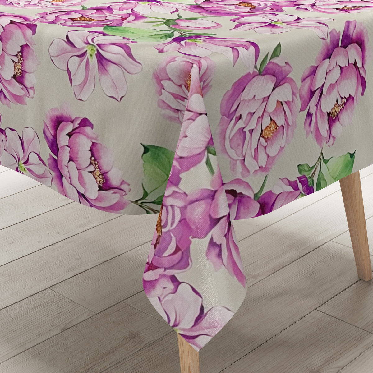 Wachstuch Tischdecke B5065-02 Pfingstrosen Blüten auf creme nach Maß e –
