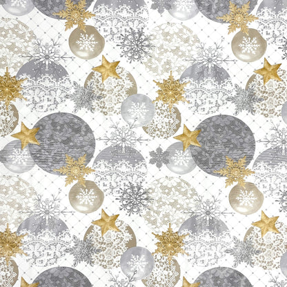 KEVKUS Wachstuch Tischdecke Weihnachten B7000-01 goldene Sterne grau Kugeln eckig rund oval
