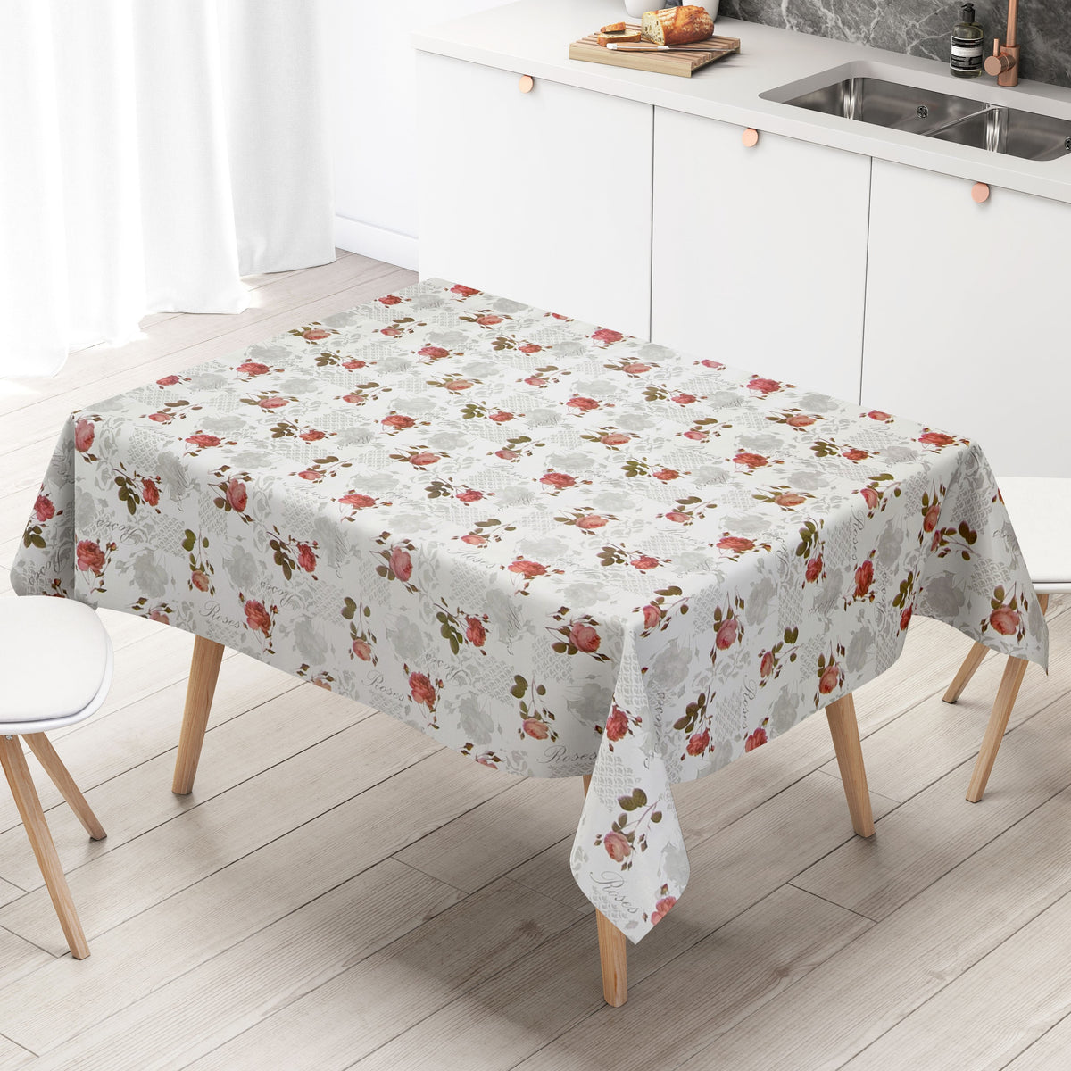 Wachstuch Tischdecke B9054-02 rosa Rosen Blüten eckig rund oval –