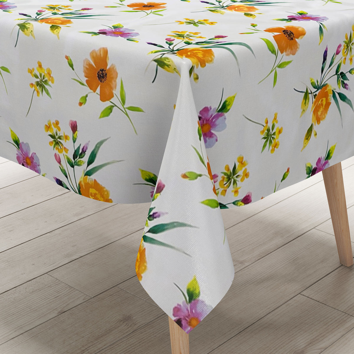 Wachstuch Tischdecke BA50 Mohnblumen Blüten auf weiß eckig rund oval –