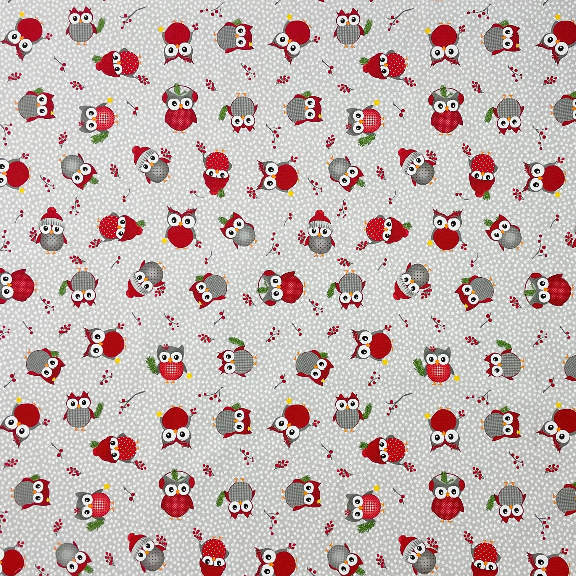 textile Tischdecke Baumwolle Eule Weihnachten Tannenzweig Sterne grau eckig rund oval kaufenWeihnachten X-Mas Eule textile Tischdecke