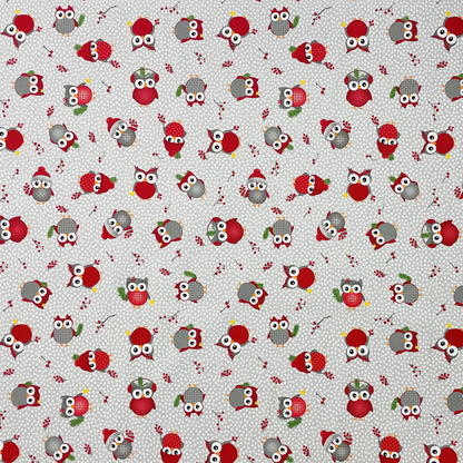 textile Tischdecke Baumwolle Eule Weihnachten Tannenzweig Sterne grau eckig rund oval kaufenWeihnachten X-Mas Eule textile Tischdecke