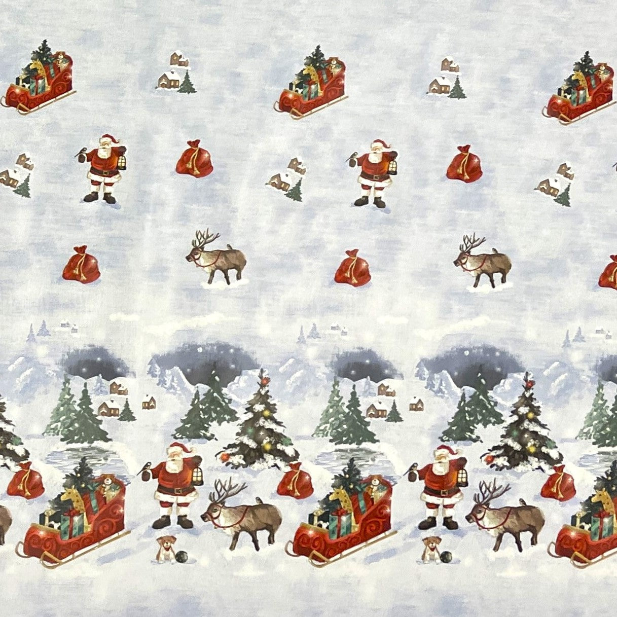 KEVKUS Wachstuch Tischdecke Weihnachten C141521 Bordürenmuster Weihnachtsmann Elch eckig rund oval
