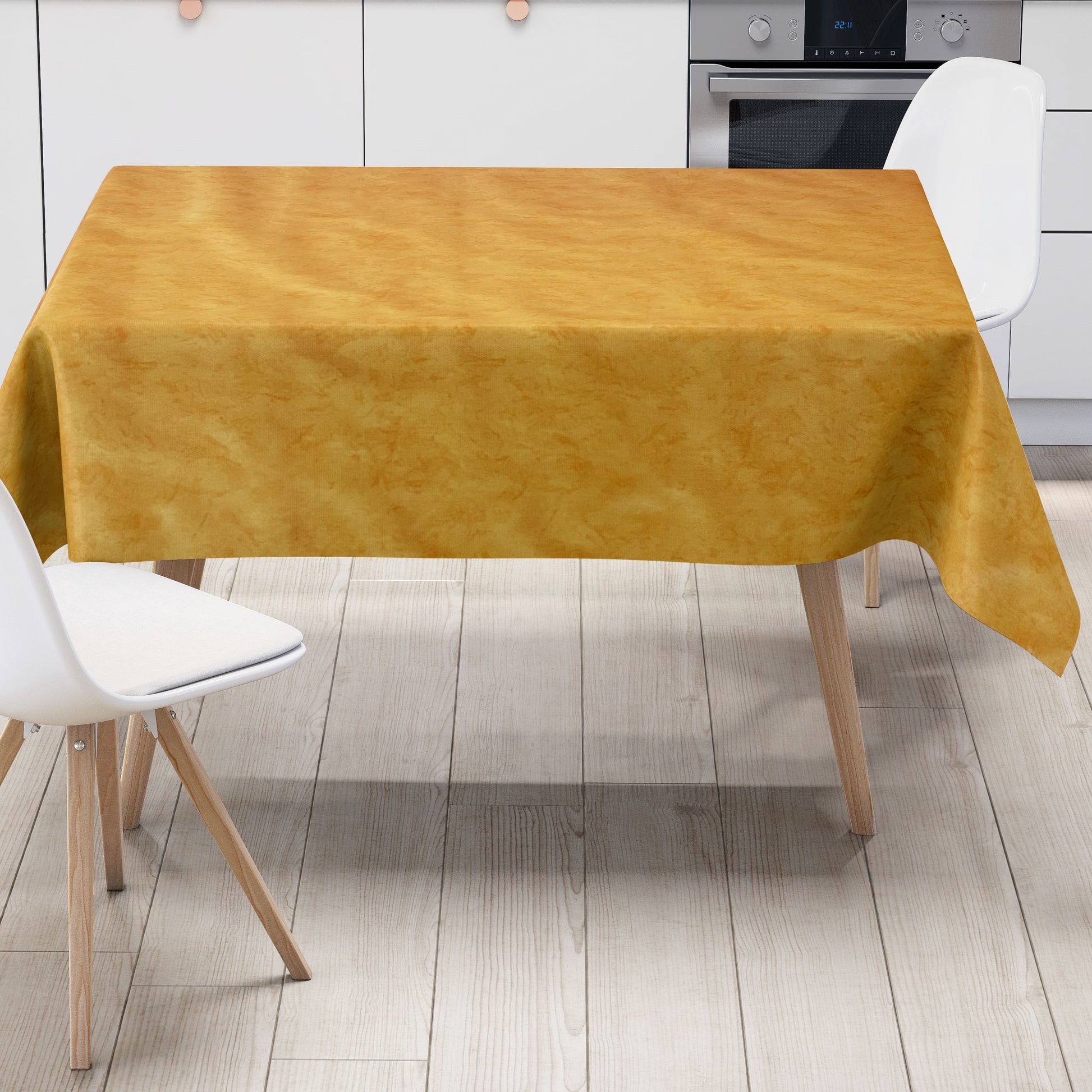Wachstuch orange rund eckig oval gelb marmoriert – Tischdecke C142604