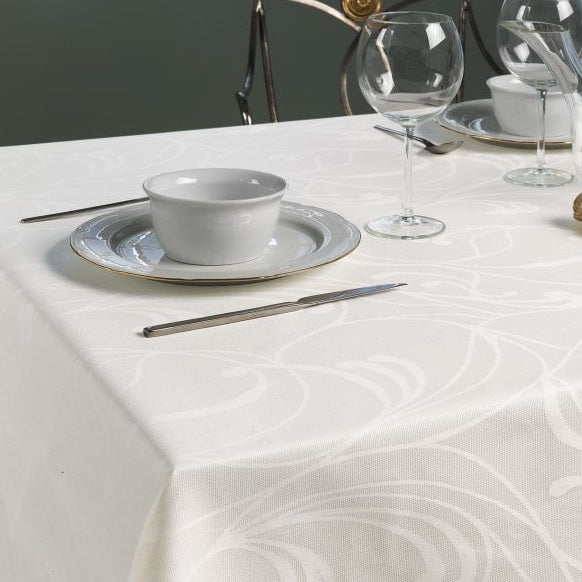 textile Tischdecke eckig rund oval  weiß