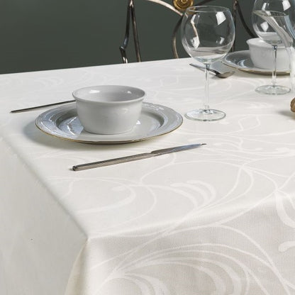 textile Tischdecke eckig rund oval  weiß