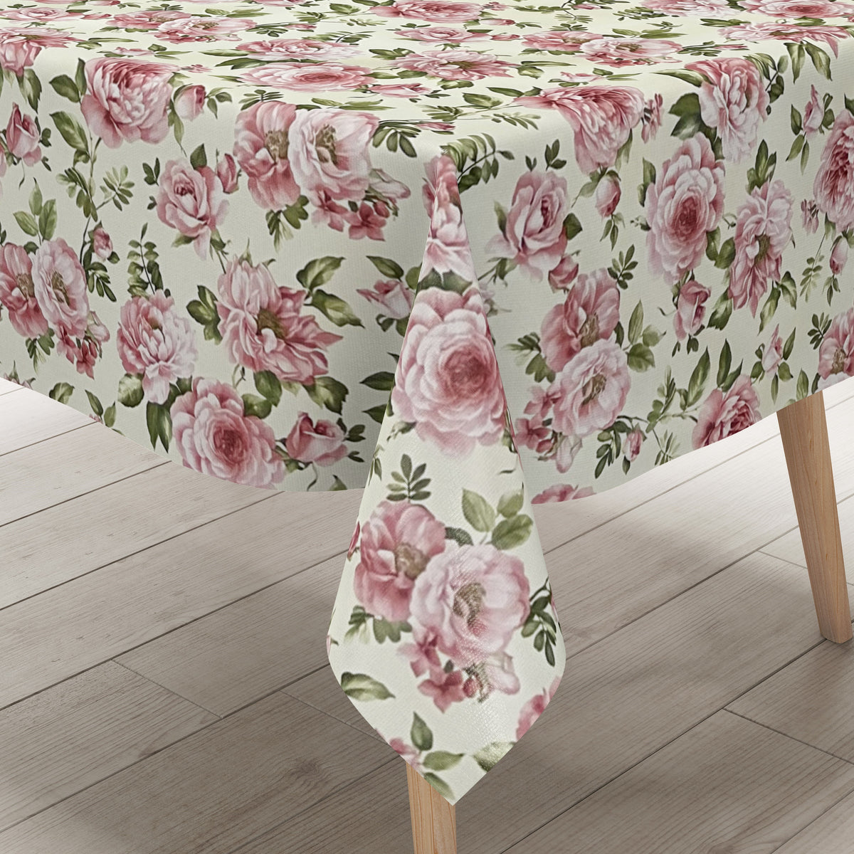 Wachstuch Tischdecke K124A Rosen Blüten auf beige eckig rund oval –