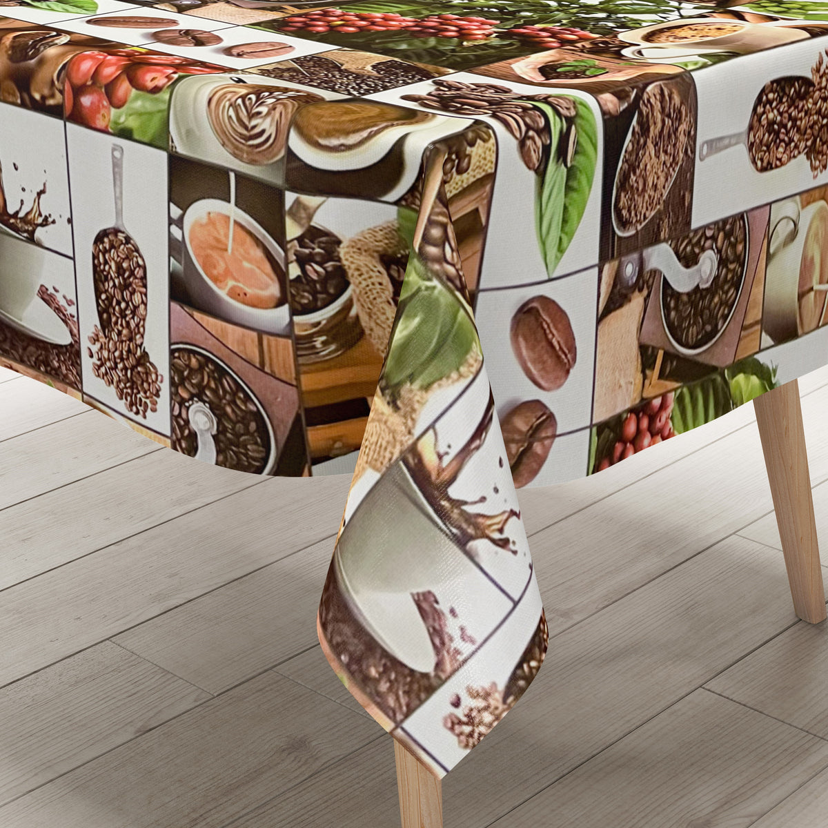 Wachstuch Tischdecke K126A Kaffee Kaffeebohnen Kaffeemotiv eckig rund –