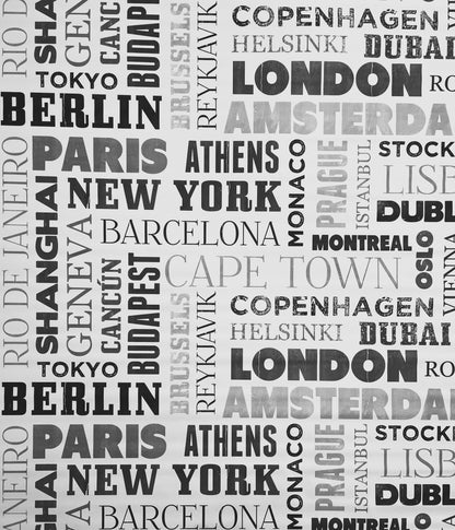 Wachstuch Tischdecke K150059 Städte Berlin London schwarz weiß eckig rund oval