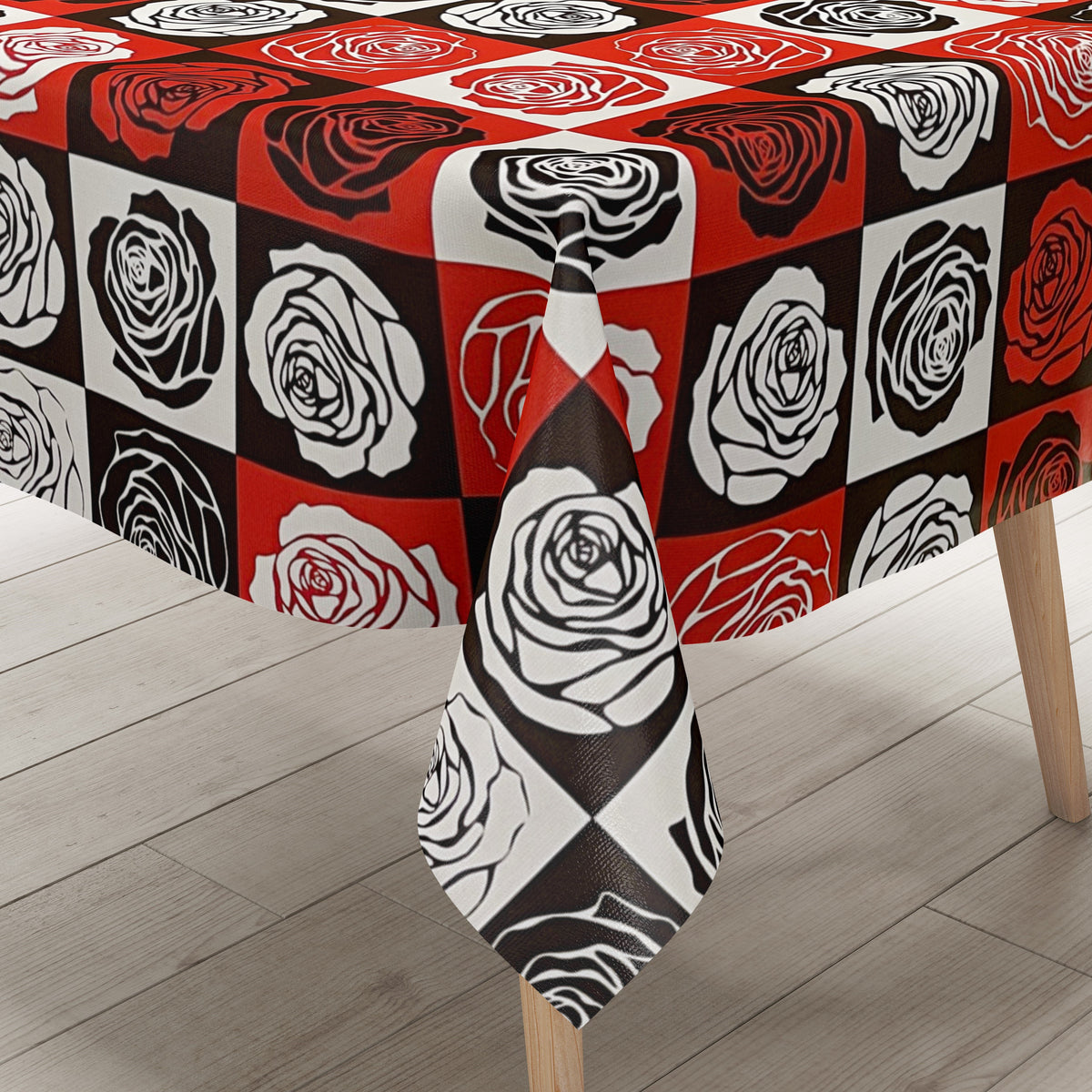 Wachstuch Tischdecke K172A Rosen Blüten rot schwarz Quadrat eckig rund –