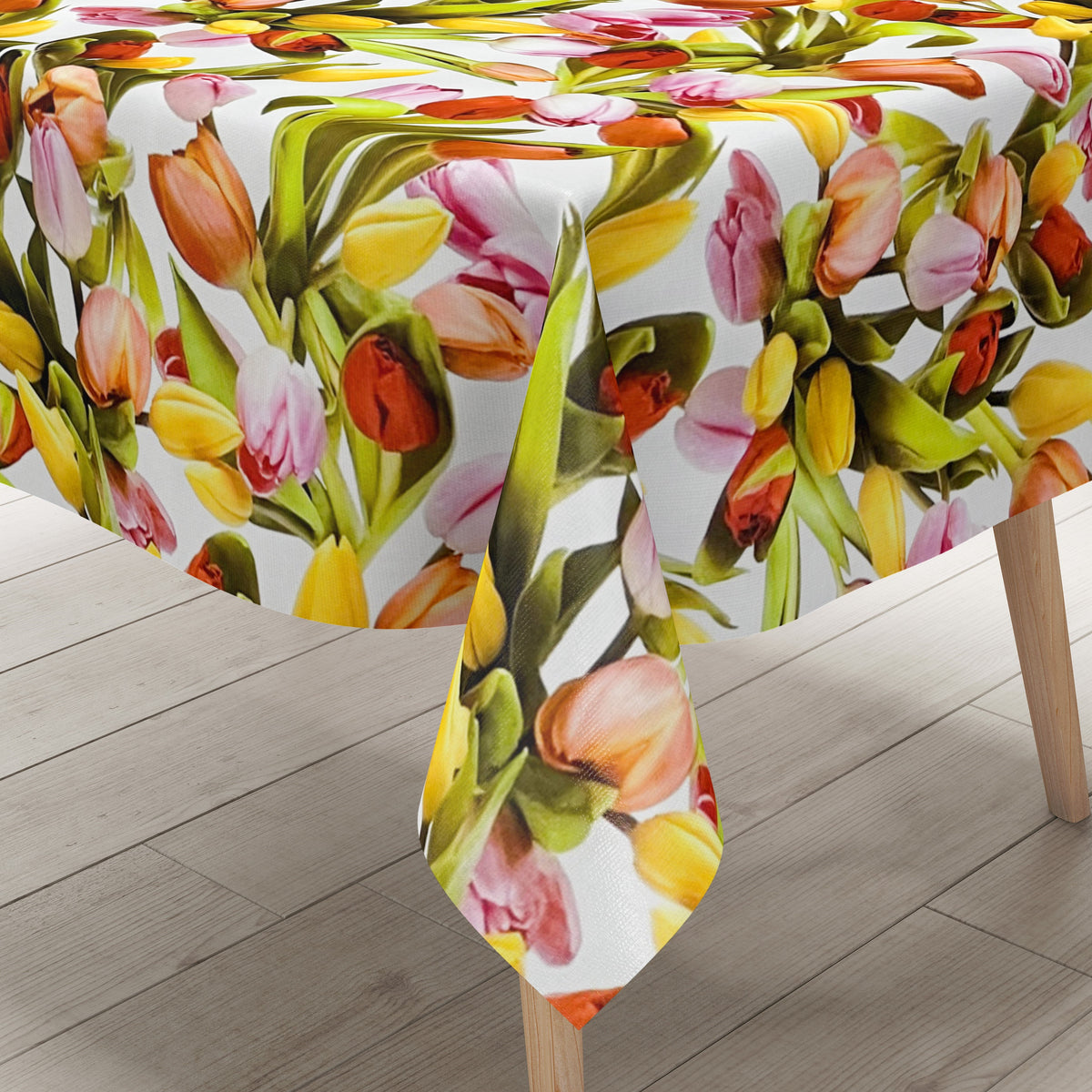 Wachstuch Tischdecke Meterware M19218 Frühjahr Tulpen Blumen eckig run –
