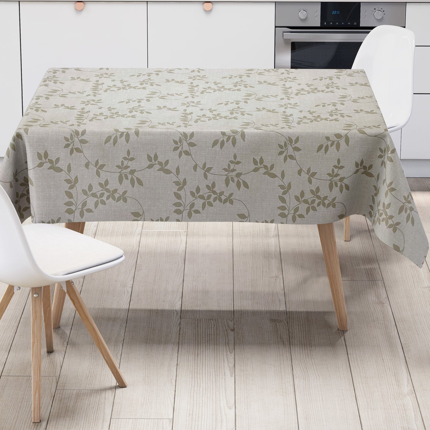 geprägte Wachstuch Tischdecke eckig rund oval floral beige