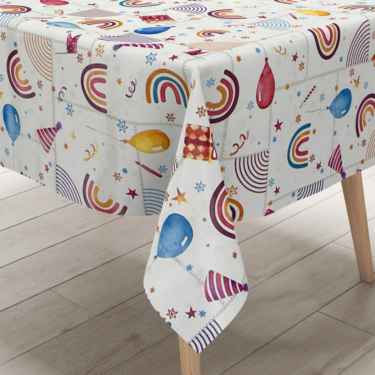 Wachstuch Tischdecke P1087-1 Fasching Party Kindergeburtstag eckig run –