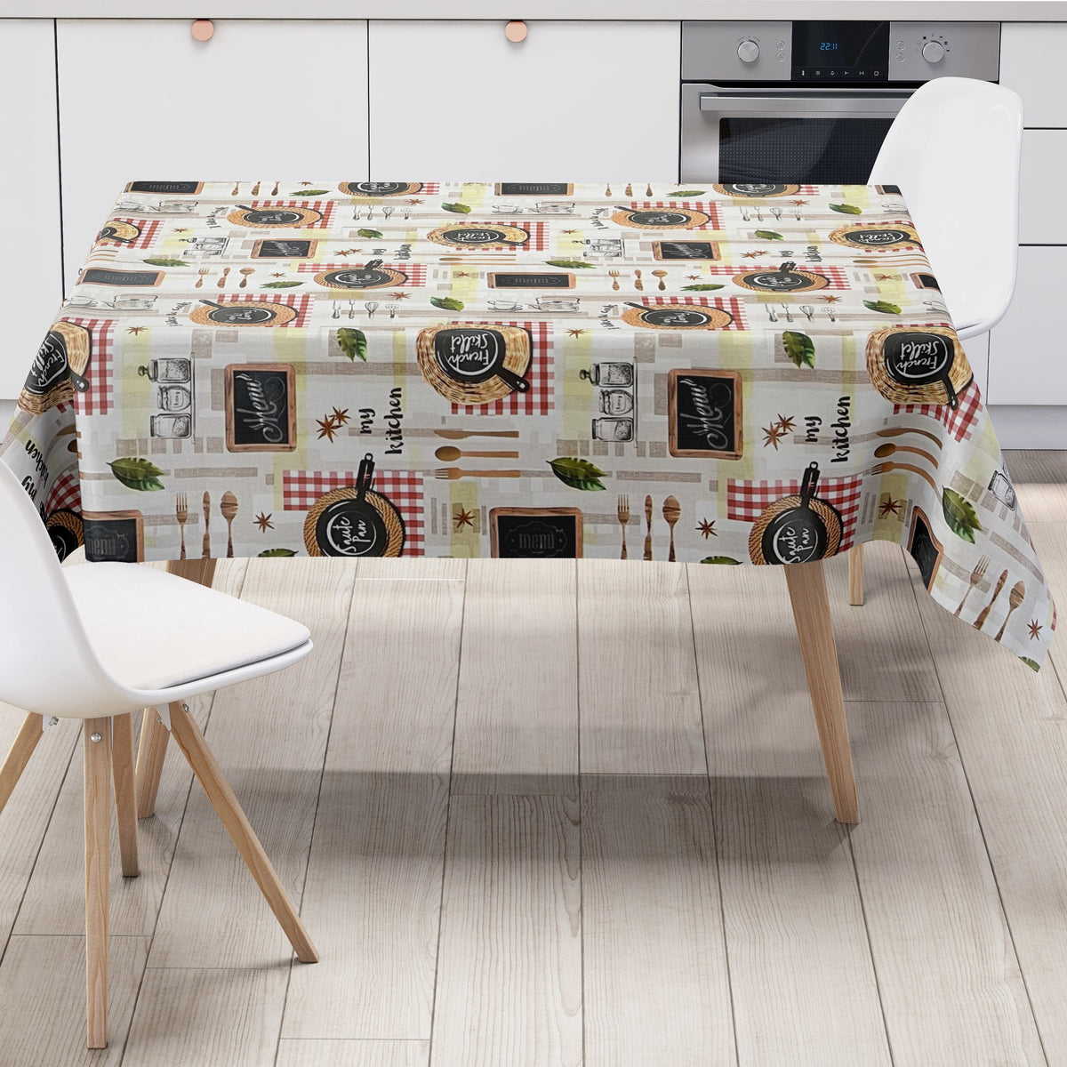 Wachstuch Tischdecke geprägt P1171-1 my kitchen Küche Besteck eckig ru –