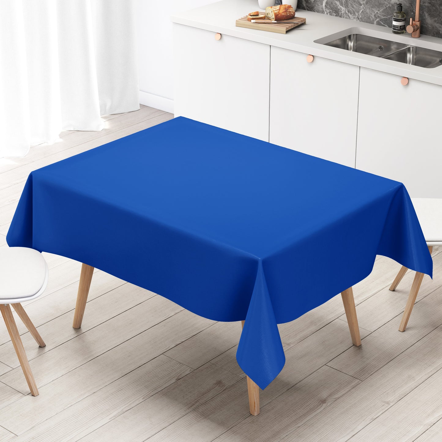 abwaschbare Wachstuch Tischdecke uni blau royalblau einfarbig Rollenware Meterware